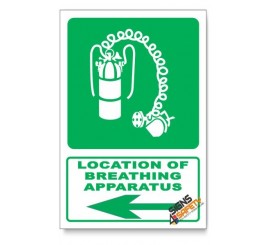 (GA24/D3) Breathing Apparatus Sign, Arrow Down, Descriptive Safety Sign