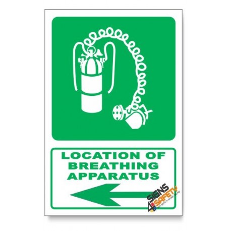(GA24/D3) Breathing Apparatus Sign, Arrow Down, Descriptive Safety Sign