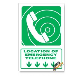 (GA15/D1) Emergency Telephone Sign, Arrow Down, Descriptive Safety Sign