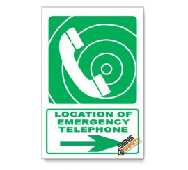 (GA15/D2) Emergency Telephone Sign, Arrow Right, Descriptive Safety Sign