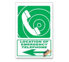 (GA15/D3) Emergency Telephone Sign, Arrow Left, Descriptive Safety Sign