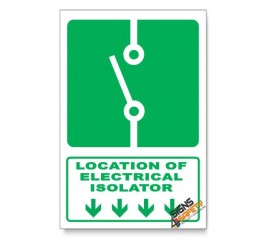 (GA16/D1) Electrical Isolator Switch Sign, Arrow Down, Descriptive Safety Sign