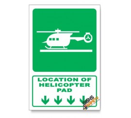 (GA28/D1) Helicopter Pad Sign, Arrow Down, Descriptive Safety Sign
