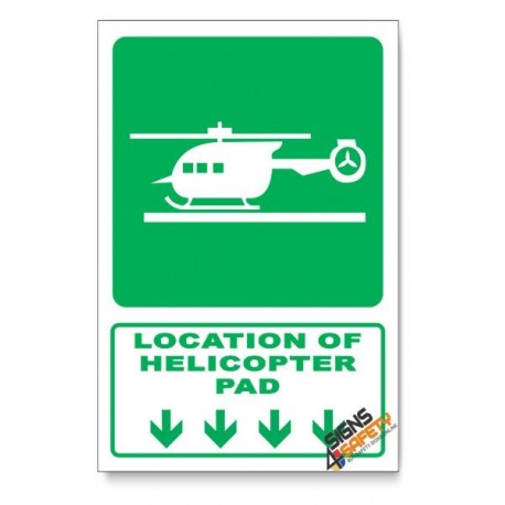 (GA28/D1) Helicopter Pad Sign, Arrow Down, Descriptive Safety Sign