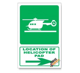(GA28/D2) Helicopter Pad Sign, Arrow Right, Descriptive Safety Sign