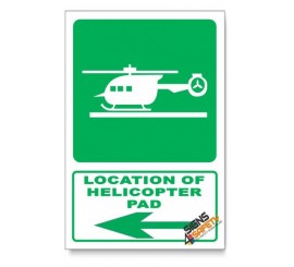 (GA28/D3) Helicopter Pad Sign, Arrow Left, Descriptive Safety Sign