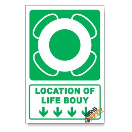 (GA30/D1) Life Bouy Sign, Arrow Down, Descriptive Safety Sign