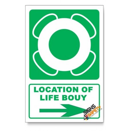 (GA30/D2) Life Bouy Sign, Arrow Right, Descriptive Safety Sign