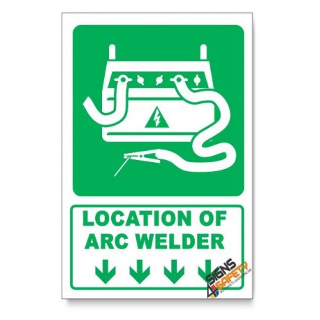 (IN3/D1) Arc Welder Sign, Arrow Down, Descriptive Safety Sign