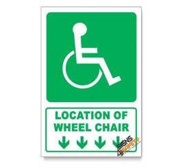 (GA22/D1) Wheel Chair Sign, Arrow Down, Descriptive Safety Sign