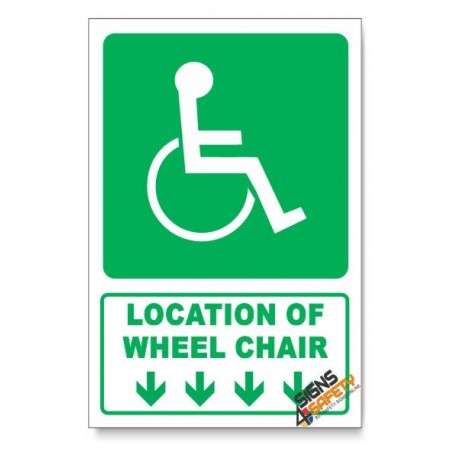 (GA22/D1) Wheel Chair Sign, Arrow Down, Descriptive Safety Sign