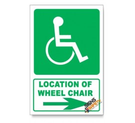(GA22/D2) Wheel Chair Sign, Arrow Right, Descriptive Safety Sign