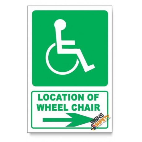 (GA22/D2) Wheel Chair Sign, Arrow Right, Descriptive Safety Sign