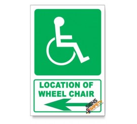 (GA22/D3) Wheel Chair Sign, Arrow Left, Descriptive Safety Sign