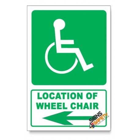(GA22/D3) Wheel Chair Sign, Arrow Left, Descriptive Safety Sign
