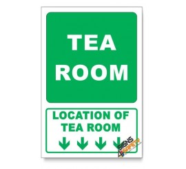 (GA23/D1) Tea Room Sign, Arrow Down, Descriptive Safety Sign