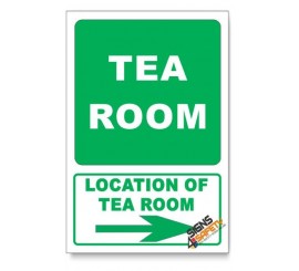 (GA23/D2) Tea Room Sign, Arrow Right, Descriptive Safety Sign