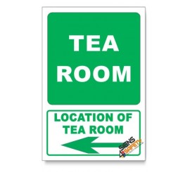 (GA23/D3) Tea Room Sign, Arrow Left, Descriptive Safety Sign
