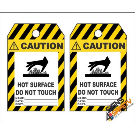 (MST23) Caution Hot Surface Do Not Touch Safety Tag (10 Tags / Pack)