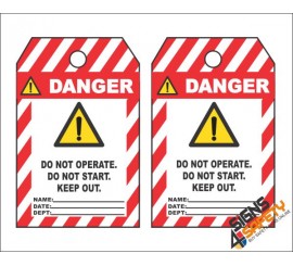 (MST24) Danger Do Not Start Keep Out Safety Tag (10 Tags / Pack)