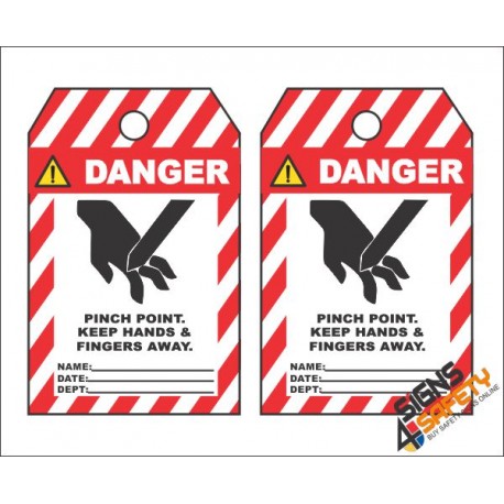 (MST28) Danger Pinch Point Keep Away Safety Tag (10 Tags / Pack)