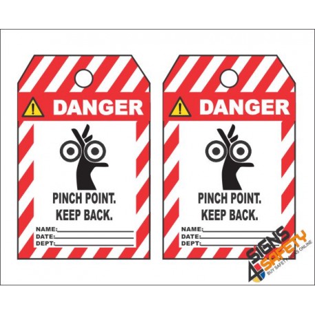 (MST29) Danger Pinch Point Keep Back Safety Tag (10 Tags / Pack)