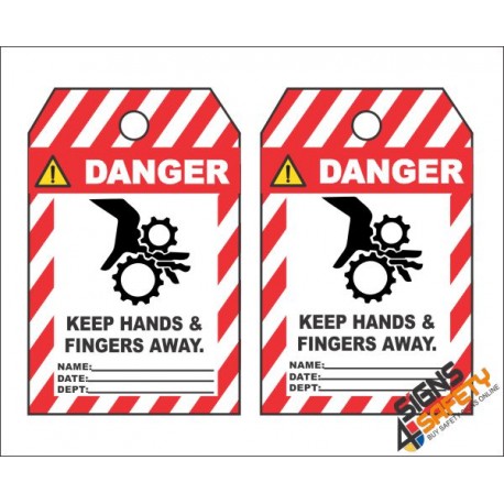 (MST30) Danger Keep Hands & Fingers Away Safety Tag (10 Tags / Pack)