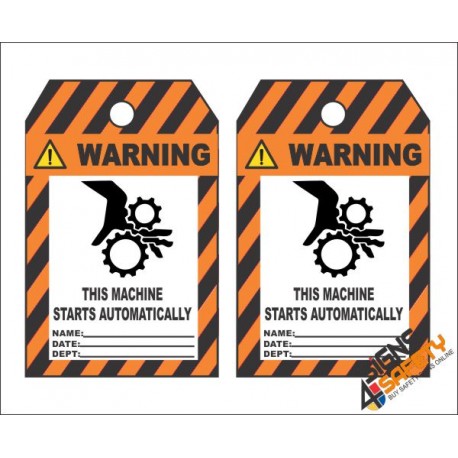 (MST32) Warning Starts Automatically Safety Tag (10 Tags / Pack)