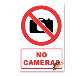 No Cameras Prohibited Descriptive Safety Sign
