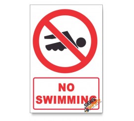 No Swimming Prohibited Descriptive Safety Sign