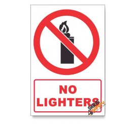 No Lighters Prohibited Descriptive Safety Sign