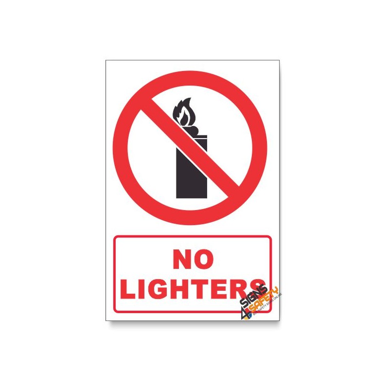 Nosa / SABS No Lighters Prohibited Descriptive Safety Sign (PV26/D1) Online South Africa,