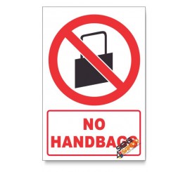 No Handbags Prohibited Descriptive Safety Sign