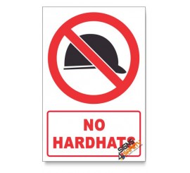 No Hardhats Prohibited Descriptive Safety Sign