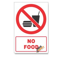 No Food Prohibited Descriptive Safety Sign