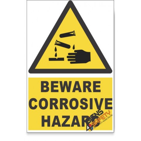 Corrosive, Beware Hazard Descriptive Safety Sign