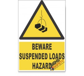 Suspended Loads, Beware Hazard Descriptive Safety Sign