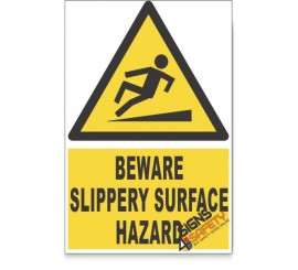 Slippery Walking Surface, Beware Hazard Descriptive Safety Sign