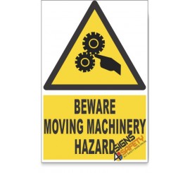Moving Machinery, Beware Hazard Descriptive Safety Sign
