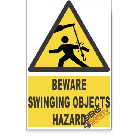 Swinging Objects, Beware Hazard Descriptive Safety Sign