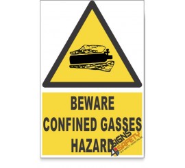 Confined Gasses, Beware Hazard Descriptive Safety Sign