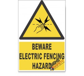 Electric Fencing, Beware Hazard Descriptive Safety Sign