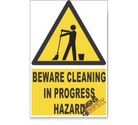 Cleaning In Progress, Beware Hazard Descriptive Safety Sign
