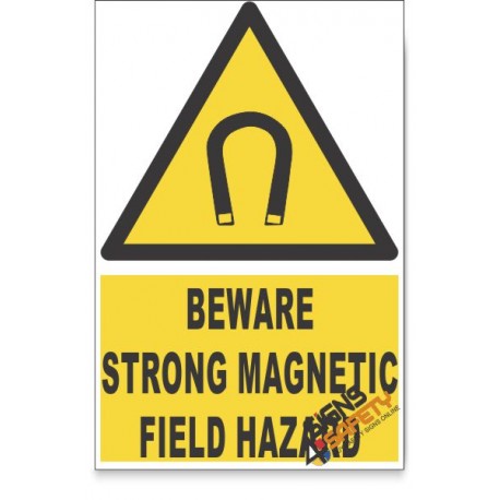Strong Magnetic Field, Beware Hazard Descriptive Safety Sign