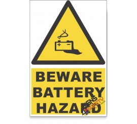 Battery, Beware Hazard Descriptive Safety Sign