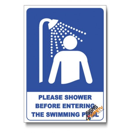 Please Shower Before Entering The Pool Sign