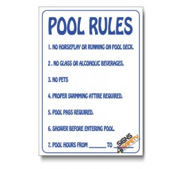 Pool Rules Sign