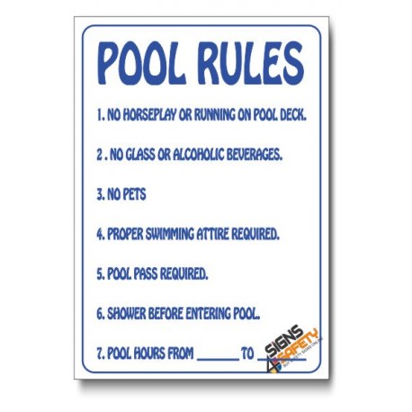 Pool Rules Sign