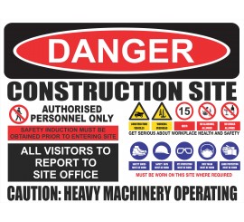 (C80) Site Safety / Personal Protective Equipment Mandatory / Construction Site Rules Sign 