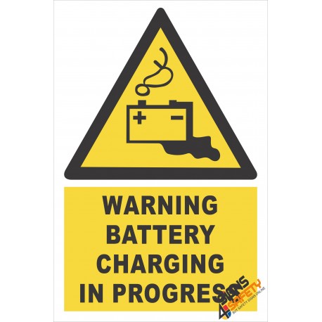 (EW32) Warning Battery Charging In Progress Sign